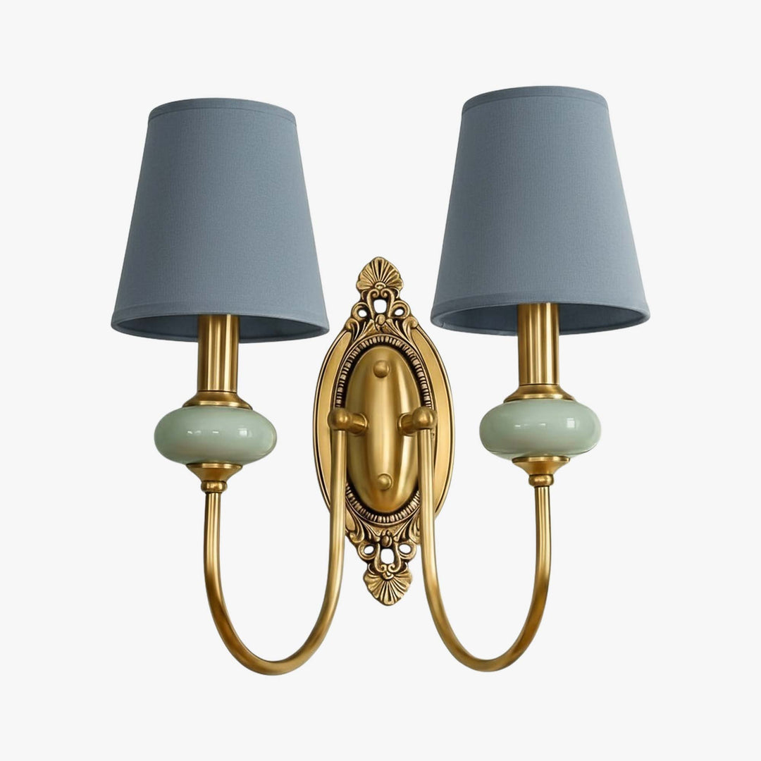 Aplique de pared Rowan Classic con pantalla de tela – Lámpara de pared de cerámica para pasillo o dormitorio