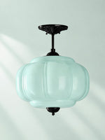 Load image into Gallery viewer, Eloise Scallop Vintage Milk Glass Semi Flush Mount Pendant Light
