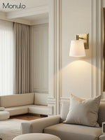 Charger l&#39;image dans la visionneuse de galerie, Applique murale en tissu avec abat-jour tambour – Applique murale minimaliste pour couloir
