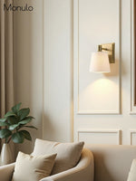 Charger l&#39;image dans la visionneuse de galerie, Applique murale en tissu avec abat-jour tambour – Applique murale minimaliste pour couloir
