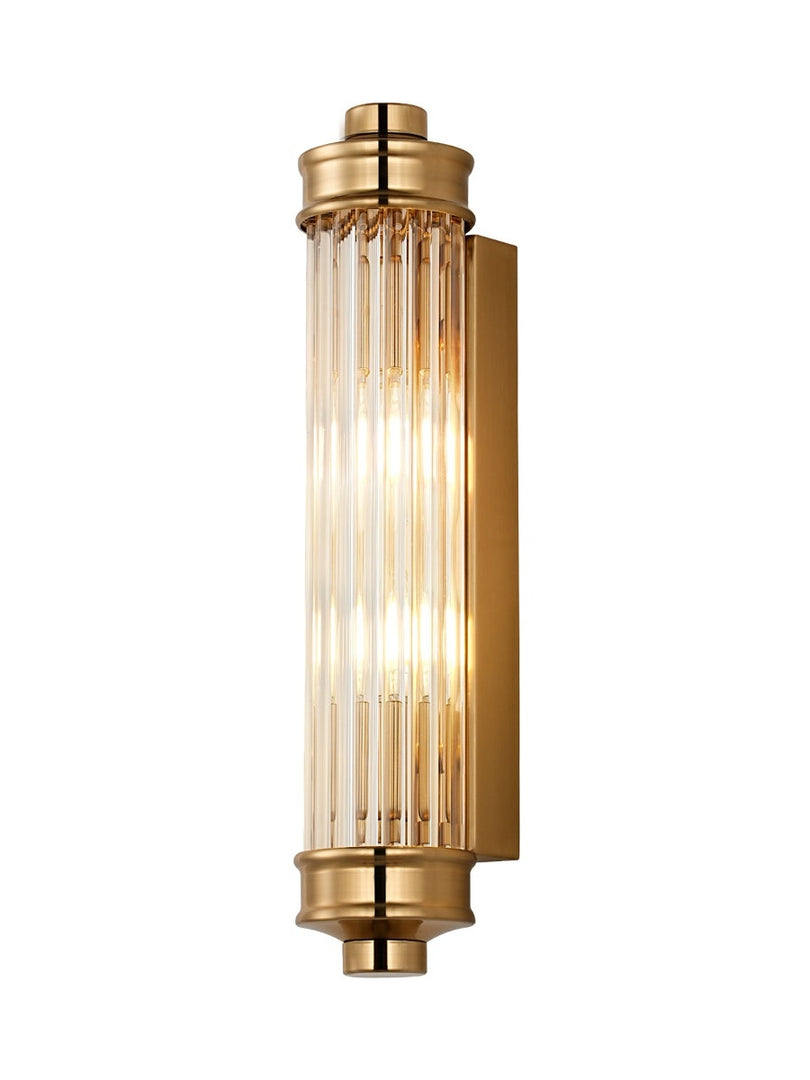Applique murale cannelée – Lampe en verre nervuré avec applique en laiton et verre