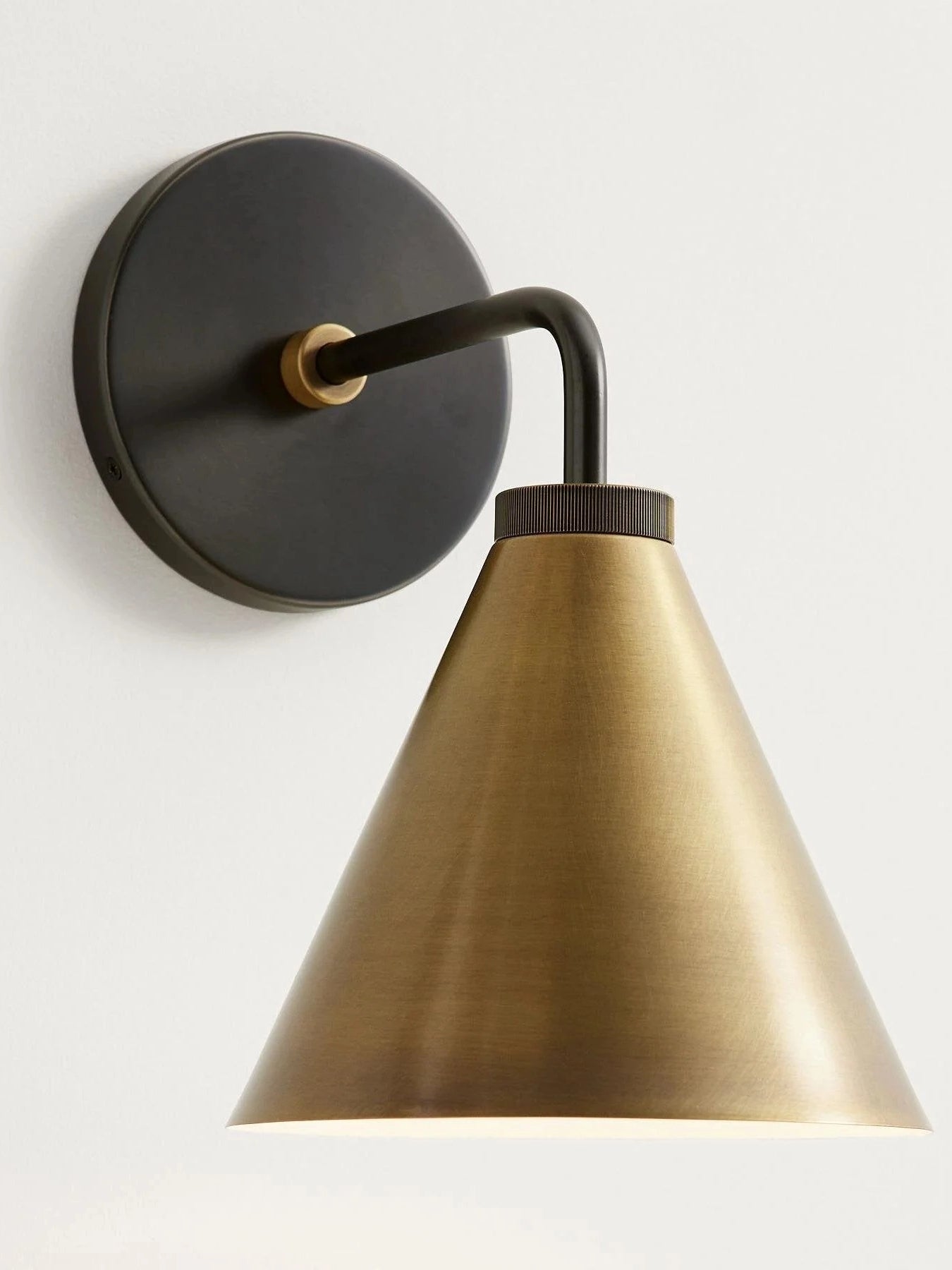 Korvi Tapered Sconce Cone Wall Light – Black or Brass Conical Retro Design