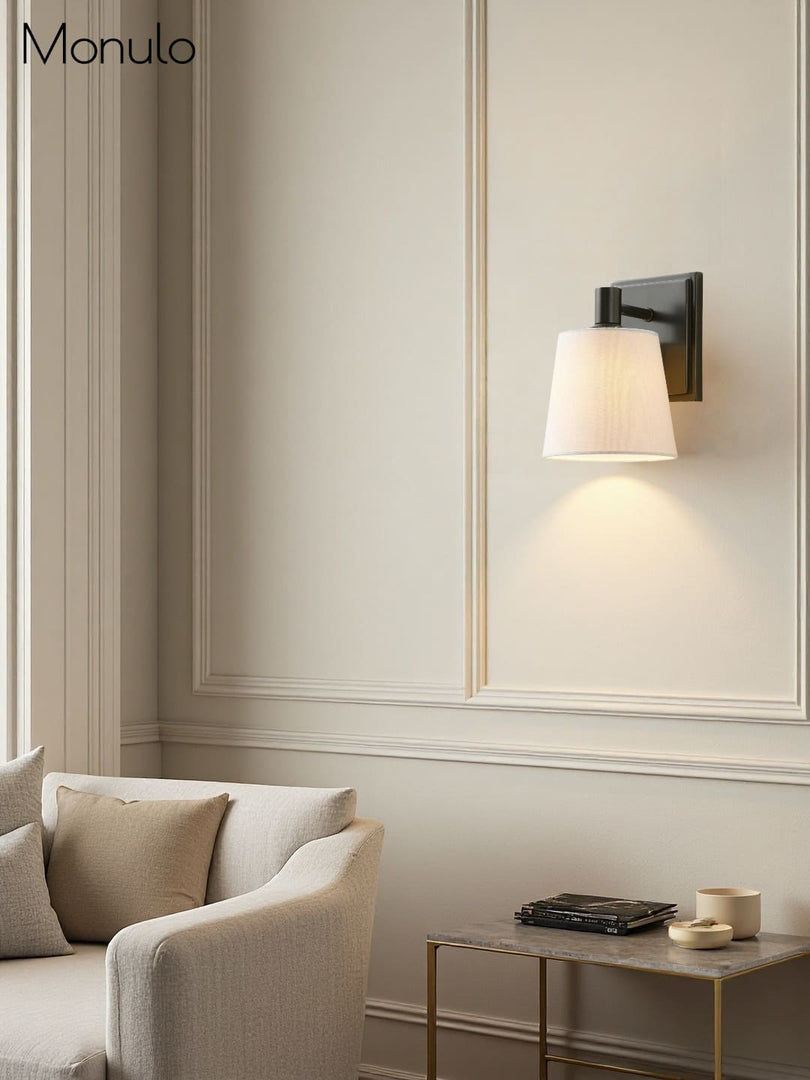 Applique murale en tissu avec abat-jour tambour – Applique murale minimaliste pour couloir