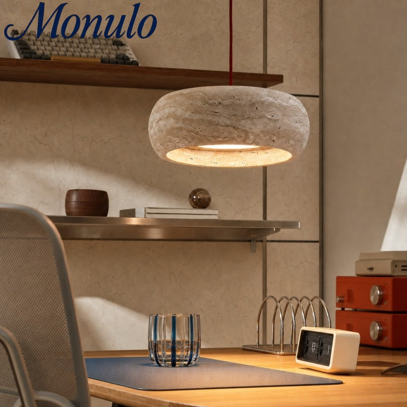 Kairis Travertine Natural Stone Pendant Light - Vintage Style Lighting for Dining and Living Spaces