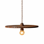 Cargar imagen en el visor de la Galería, Rust brown iron pendant light shown with a display bulb