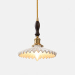 Charger l'image dans la visionneuse de galerie, White ceramic pendant light with walnut wood accent