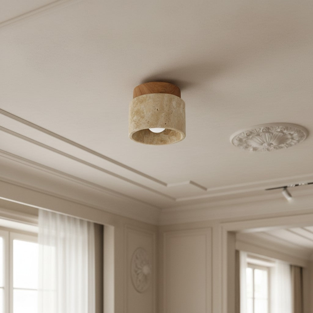 Travira Wabi Sabi Ceiling Light Organic Textured Marble Ceiling Lamp for Hallway