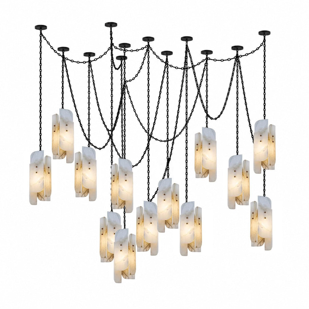Frosted Cylinder Shade Chain Hardwired Chandelier