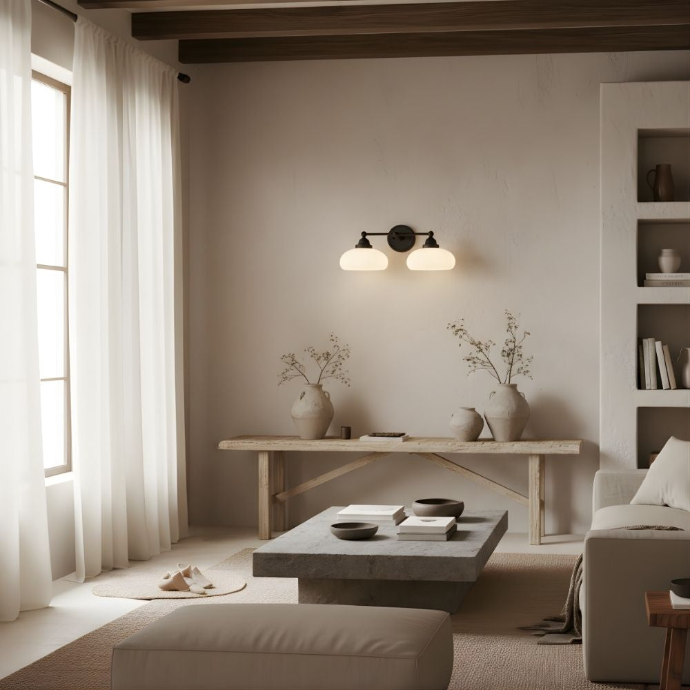Riven Milk Glass Wall Lamp Vintage Industrial Style - Bedroom Bathroom Lighting