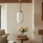 Cargar imagen en el visor de la Galería, Geotower Glass Opaline Globe Skyscraper Pendant – Art Deco Modern Indoor Accent Light

