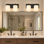 Charger l'image dans la visionneuse de galerie, Modern Metal Vanity Light with Glass Shades for Bathrooms
