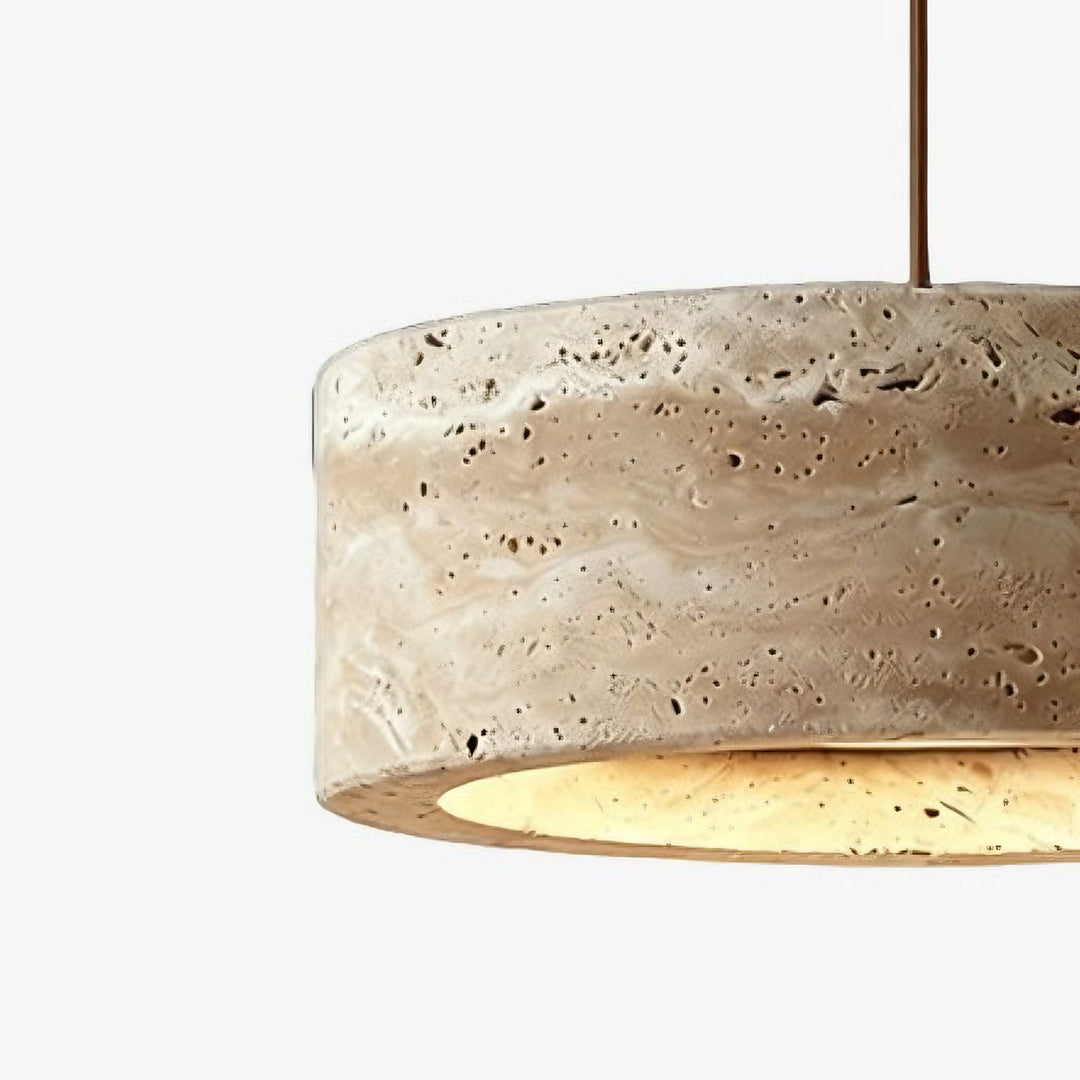 Lámpara colgante de piedra natural travertino Kairis - Iluminación de estilo vintage para comedores y salas de estar