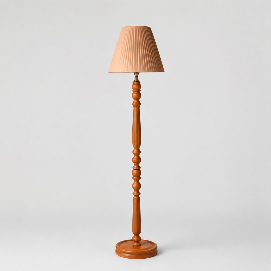 Vintage Solid Wood Floor Lamp with Optional Side Table