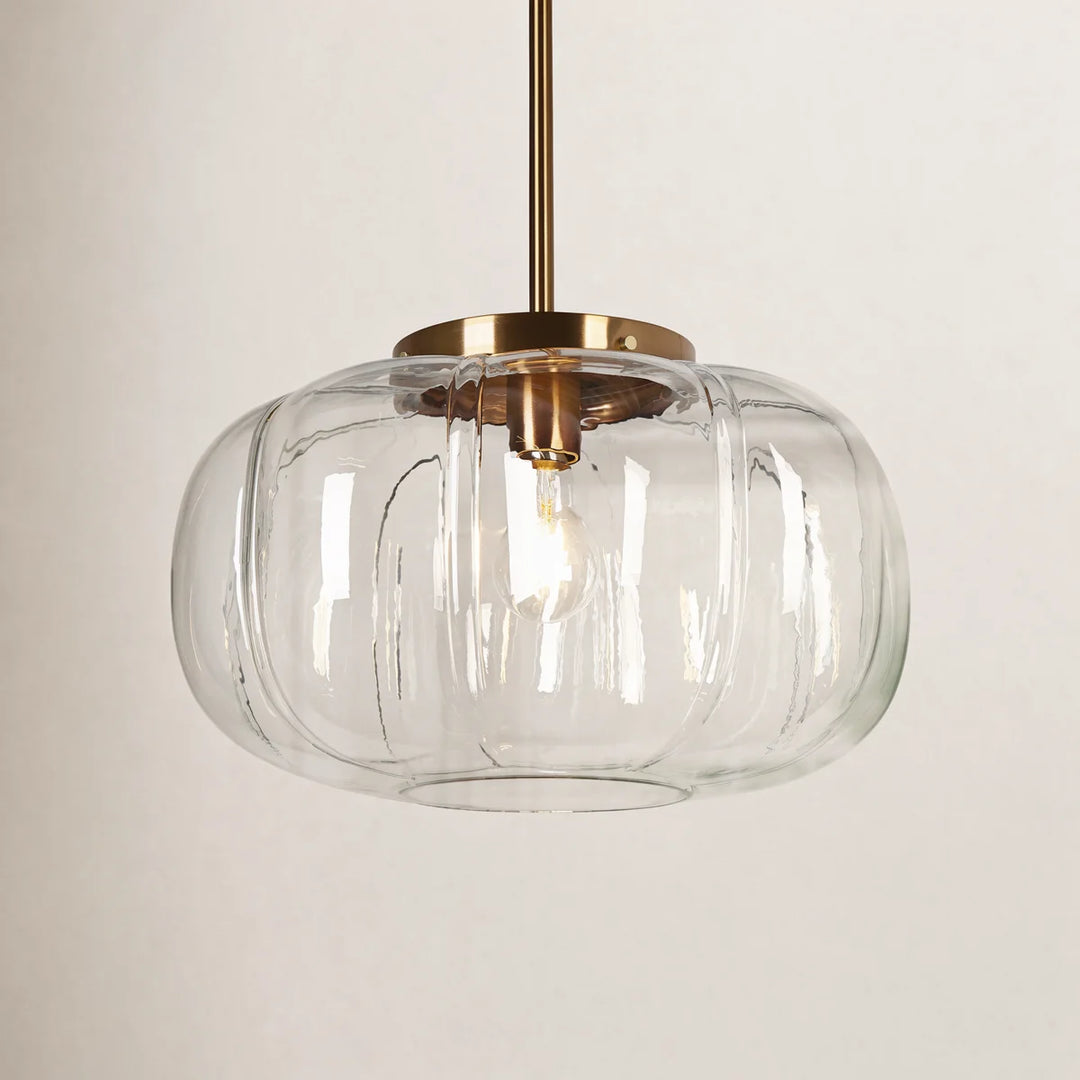 Ribbed Glass Single-Light Dome Pendant Light