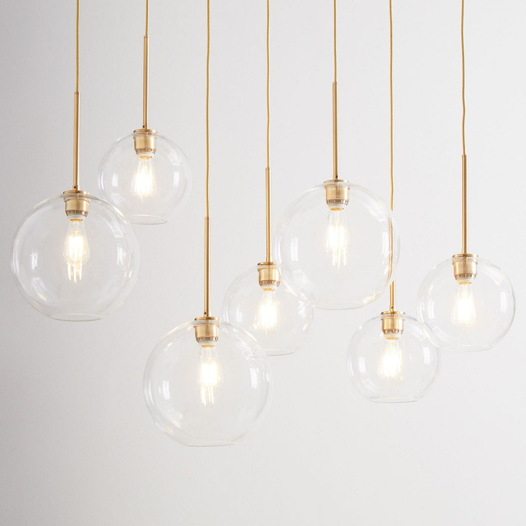 Selvion Eleganter 7-Licht Kugel Kronleuchter – Glas Pendelleuchte