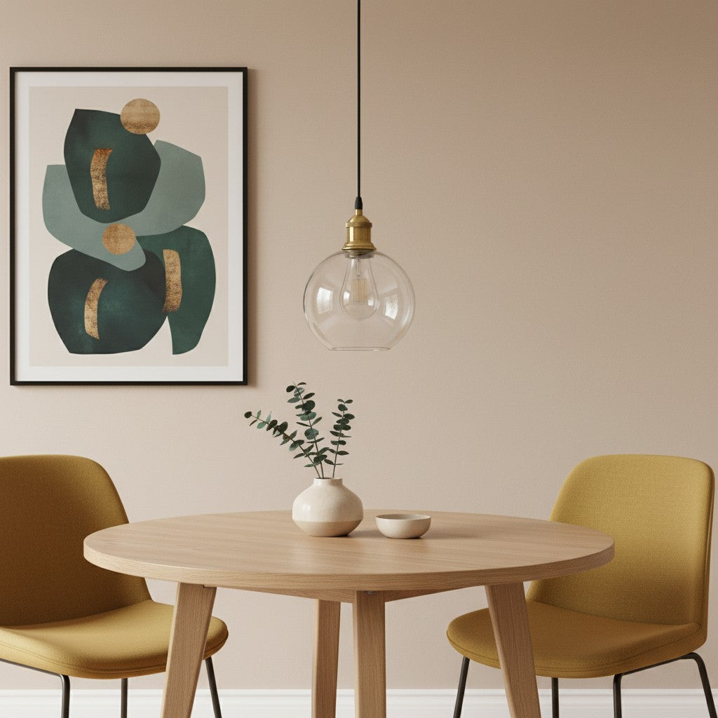 Suspension Globe en Verre Vintage Glavena - Luminaire Suspendu en Métal pour Salles à Manger