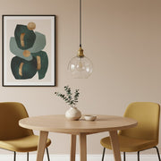 Lámpara colgante de globo de vidrio antiguo Glavena - Luz colgante con detalles de metal para comedores