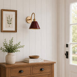 Load image into Gallery viewer, Industrial Modern Tapered Brass Gooseneck Sconce with Metal Silhouette