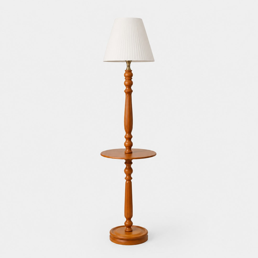 Vintage Solid Wood Floor Lamp with Optional Side Table