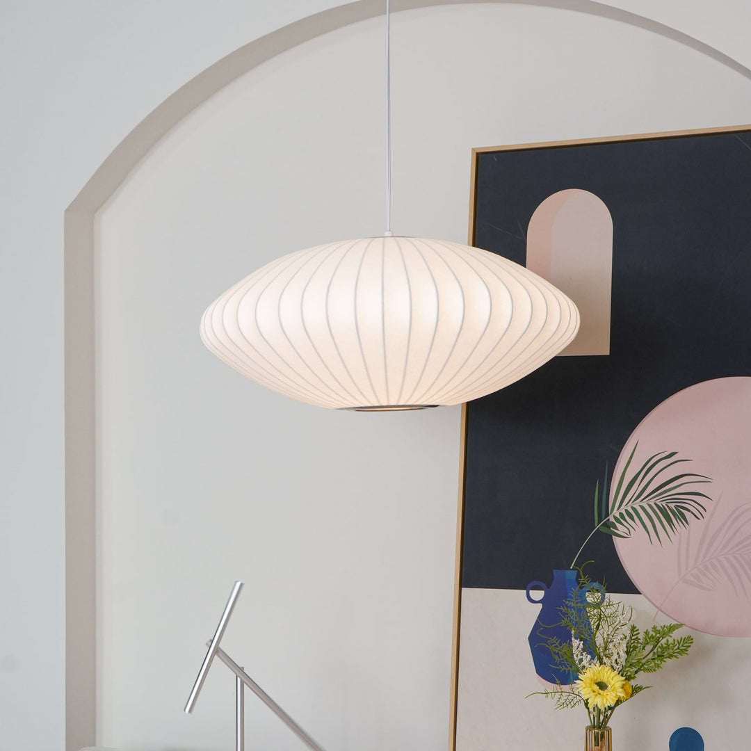 White Geometric Wire Swag Pendant Light