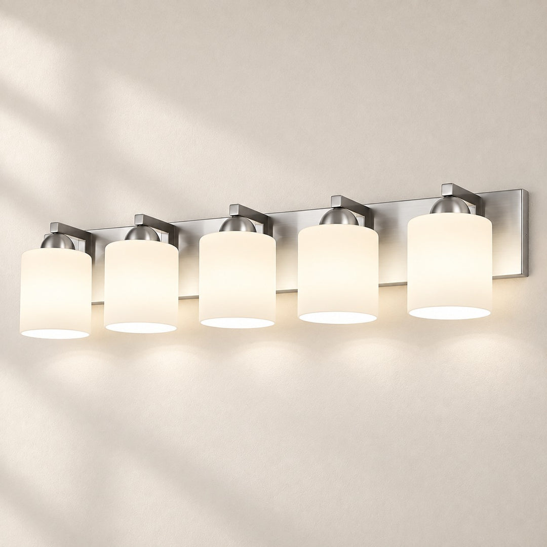 Chrome 5 lights Opal Glass