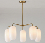 Load image into Gallery viewer, Lumivelle 5-Light Glass Chandelier – Modern Metal Round Lighting

