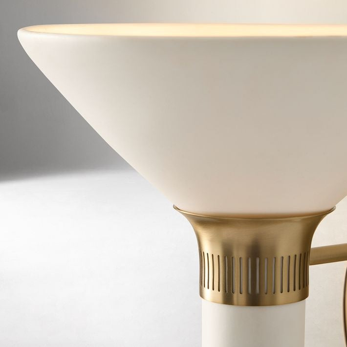 Applique murale conique en porcelaine Calvor - Élégant luminaire en céramique et laiton