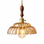 Cargar imagen en el visor de la Galería, Large Amber Puff-Skirt Pendant, Walnut Handle