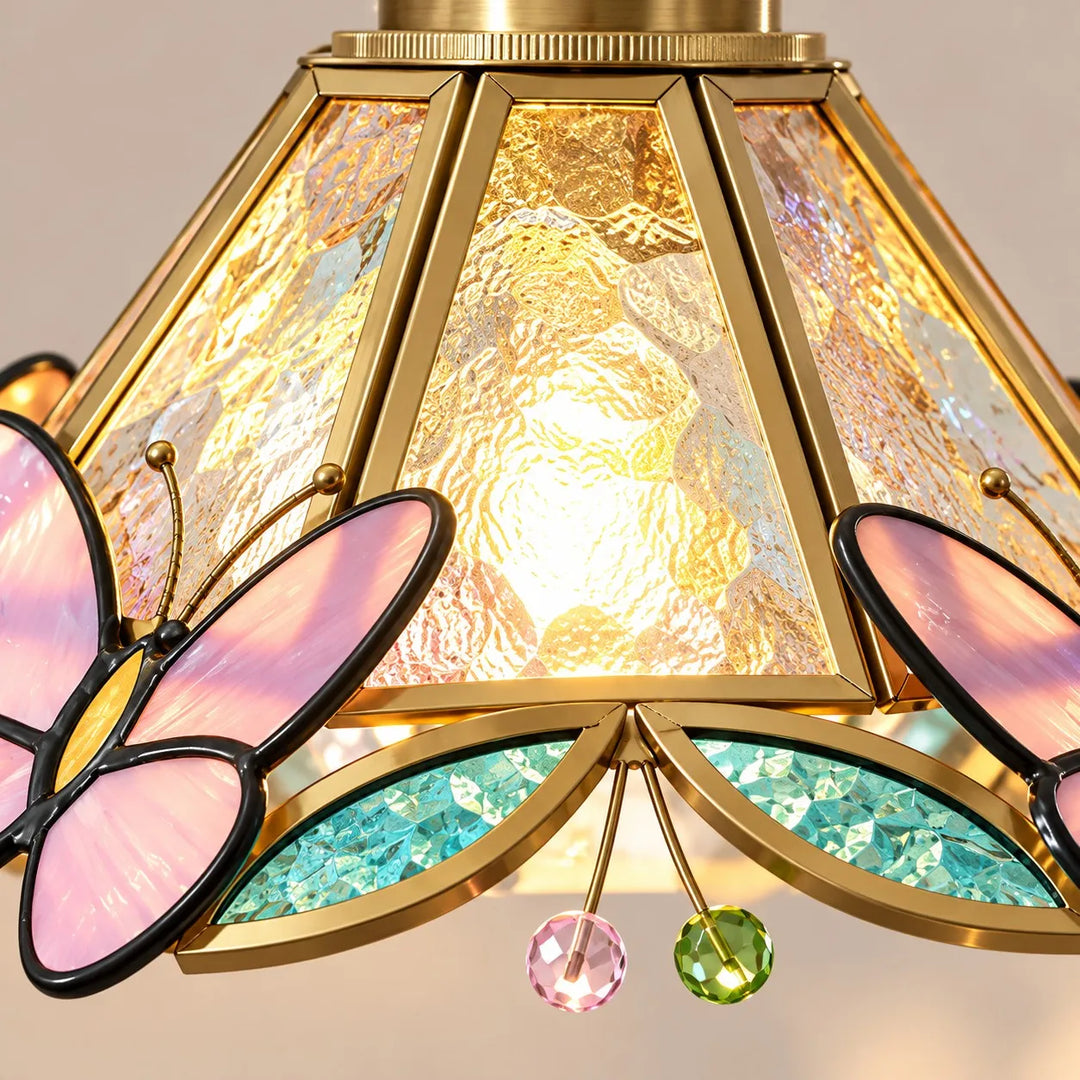 Pink Floral Glass Pendant Light