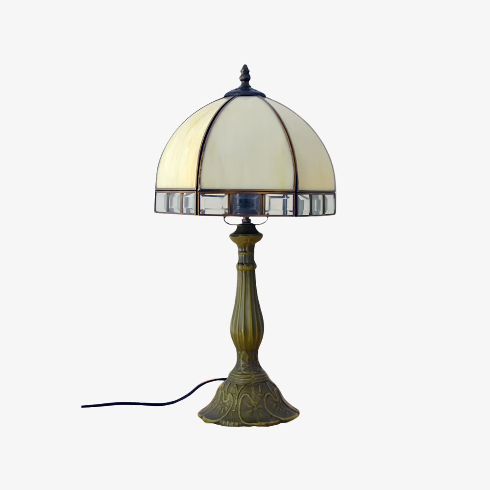 TF Tivanny Art Deco Stained Glass Table Lamp - Vintage Style for Bedroom or Living Room
