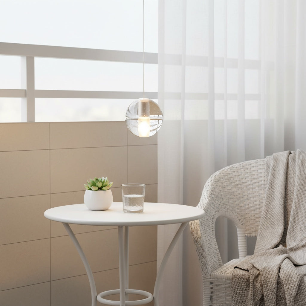 Suspension sphérique décorative en cristal Lorivo, effet étoilé pour espaces de détente