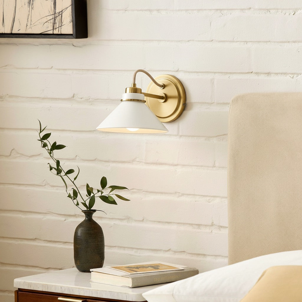 Aurenza Curved Arm Globe Wall Sconce – Modern Industrial Wall Lamp for Bathroom, Bedroom, and Hallway