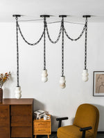 Bild in Gallery-Viewer laden, Black Metal Alabaster Chain Swag Chandelier