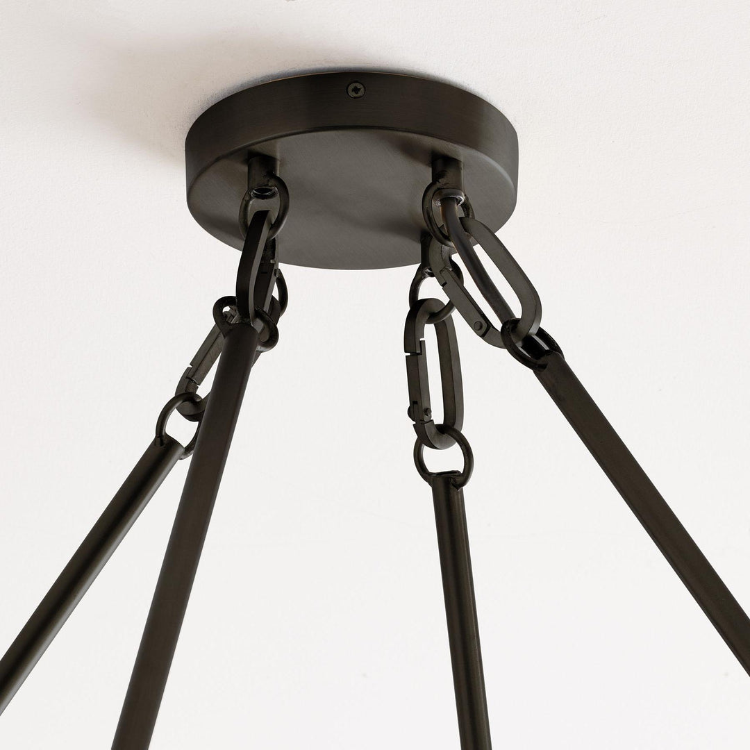 Lámpara de araña con forma de rueda de carro de Rowan Candle - Iluminación rústica con ruedas redondas