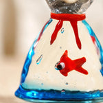 Cargar imagen en el visor de la Galería, Close detail of red and blue handmade glass fish ornament
