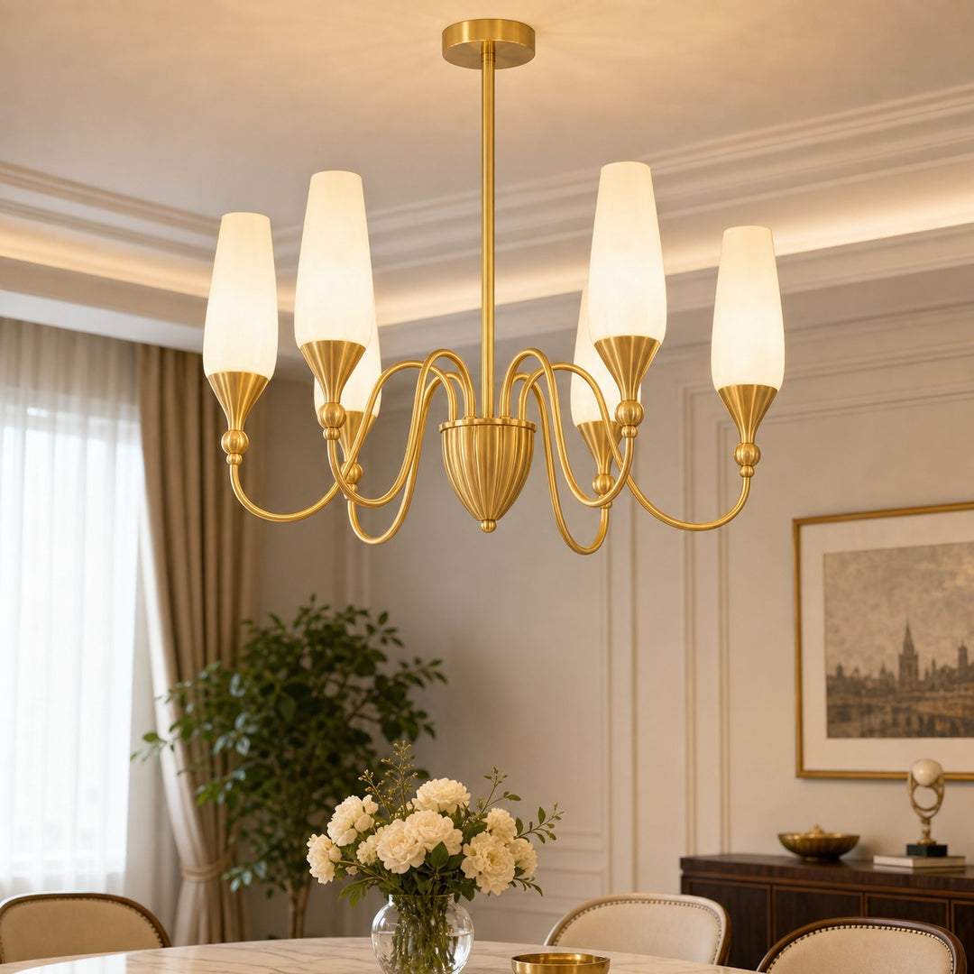 French Copper and Glass Chandelier for Dining Room