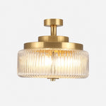 Bild in Gallery-Viewer laden, Antique Brass Ribbed Glass Ceiling Light