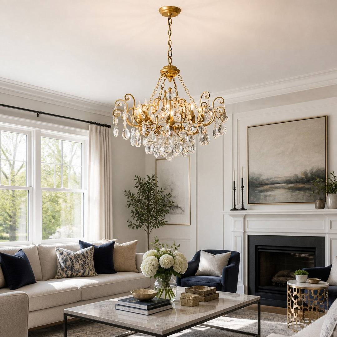 French Country Crystal Basket Chandelier