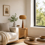 Bild in Gallery-Viewer laden, Woven table lamp styled beside a bed in a natural room