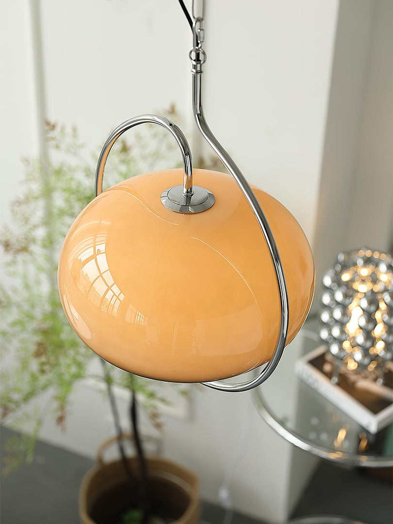 Rounded Glass Chrome Swag Pendant Light