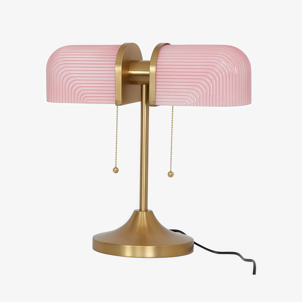 Lampe de Table en Verre Cannelé Aurebron - Lampe de Table Décorative Moderne à Base Métallique pour Salon