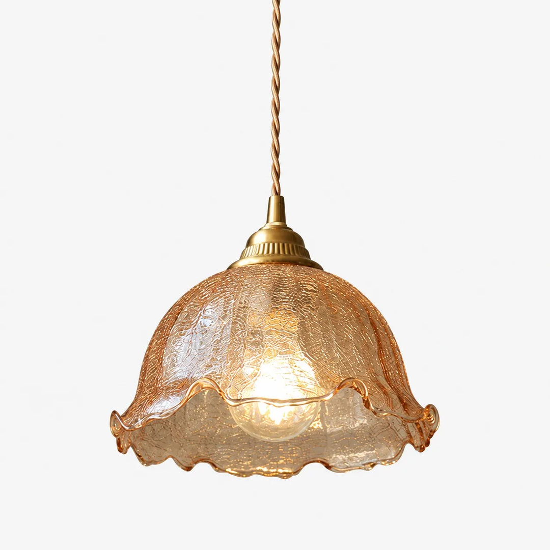 Crackle Glass Brass Pendant Light