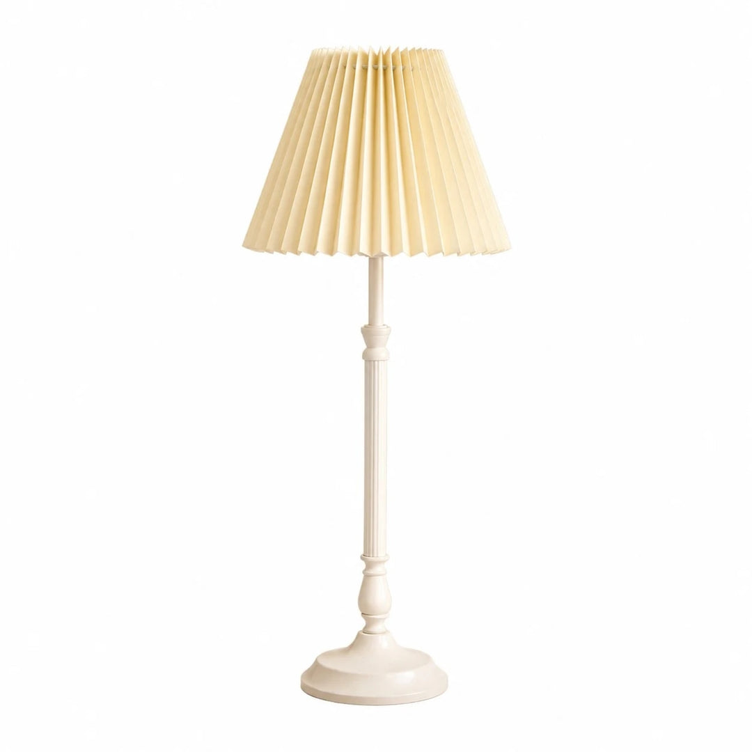 Yellow pleated fabric shade French country metal table lamp