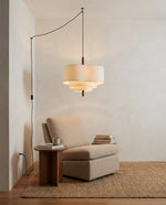 Charger l'image dans la visionneuse de galerie, Tiered Fabric Wood Plug-In Swag Pendant