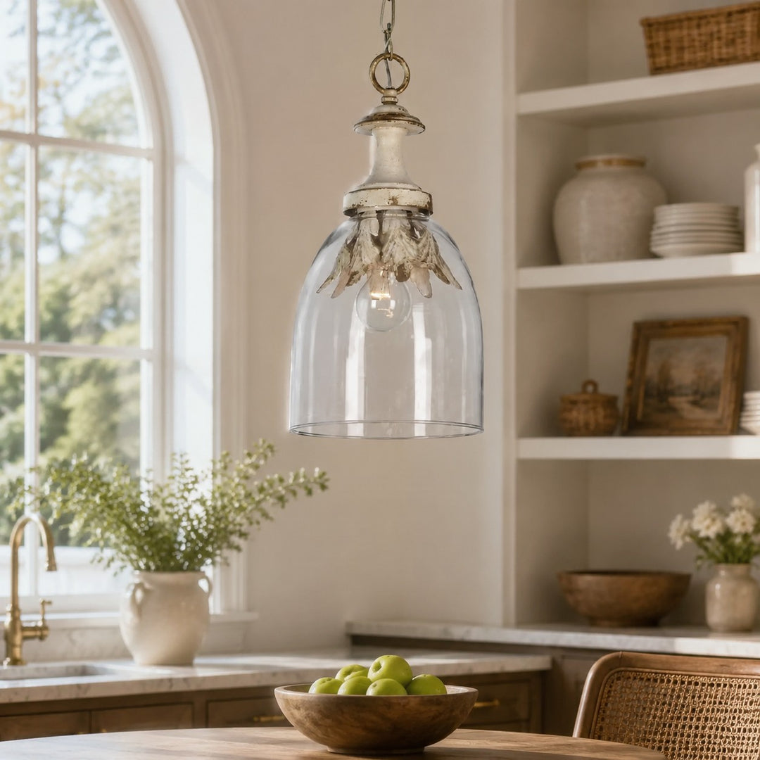Vintage Distressed Glass Petal Pendant Light