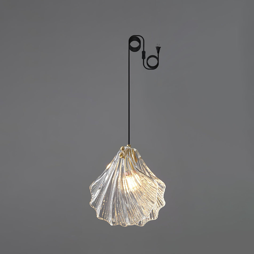 Hand-Blown Glass Brass Plug-In Swag Pendant