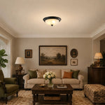 Bild in Gallery-Viewer laden, Vintage scrollwork ceiling light glowing in a living room