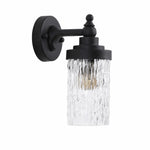 Bild in Gallery-Viewer laden, Black metal wall sconce with ribbed clear glass shade