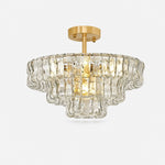 Cargar imagen en el visor de la Galería, French vintage ripple glass chandelier with smoked glass