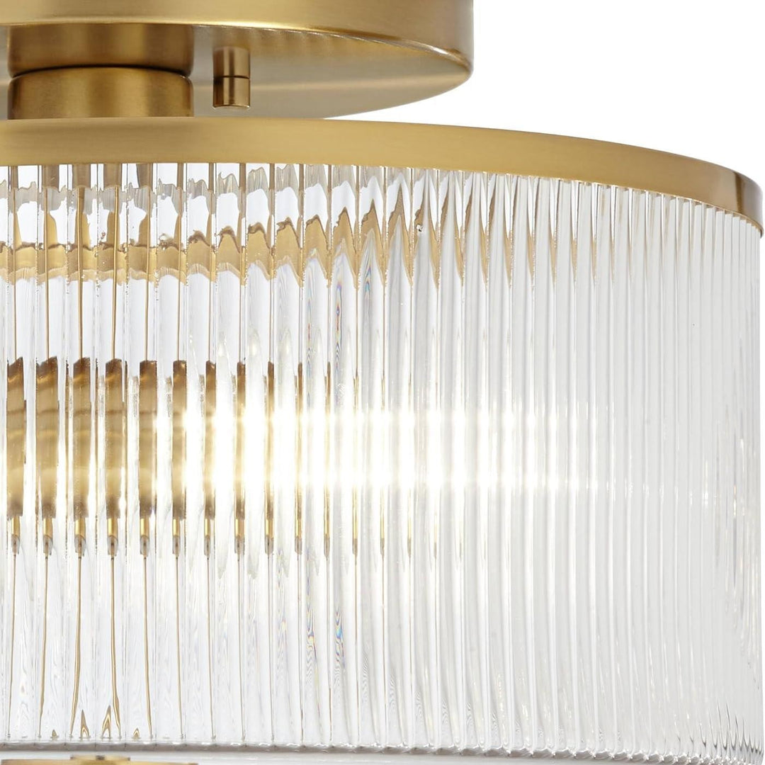 Plafonnier tambour en verre rayé - Luminaire de style campagnard